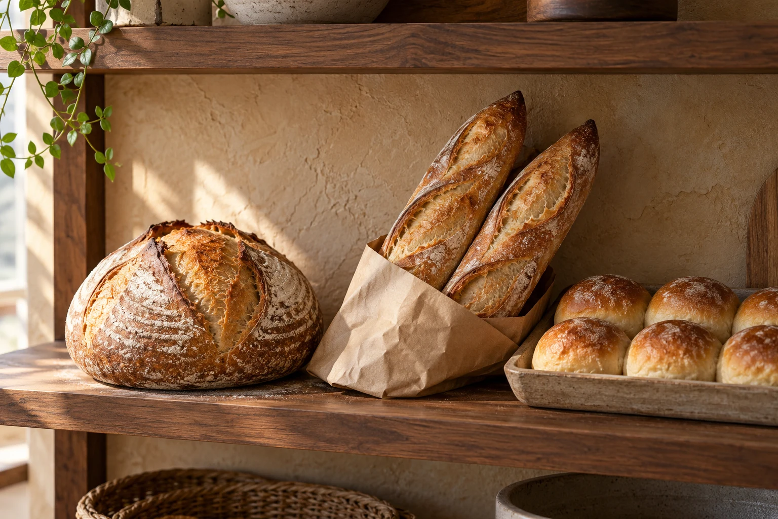 Fresh bread and bakery loaves collection